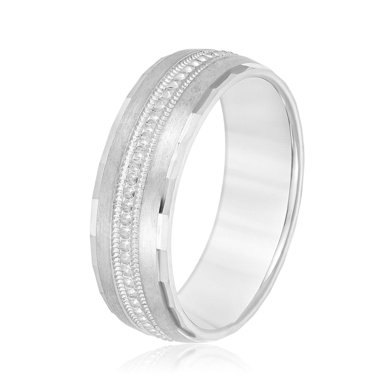 Men's Fancy Milgrain Wedding Band-VIRABYANI